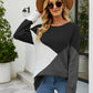 Color Block Rib-Knit Round Neck Sweater