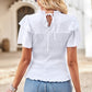 Smocked Tie Back Flutter Sleeve Blouse