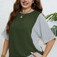 Plus Size Striped Round Neck Half Sleeve Top