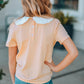 Girls Contrast Peter Pan Collar Short Sleeve Top