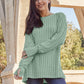 Basic Bae Full Size Ribbed Round Neck Long Sleeve Knit Top