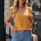 Ruffle Shoulder V-Neck Top