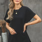 Round Neck Short Sleeve Solid Color Tee