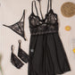 Spaghetti Strap Mesh Lace Babydoll Set