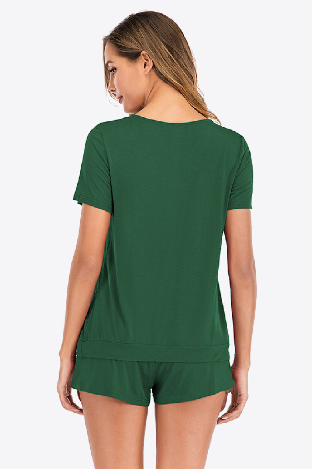 Gathered Detail V-Neck Top and Shorts Lounge Set