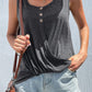 Decorative Button Twisted Scoop Neck Tank
