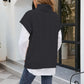 Mixed Knit Short Sleeve Turtleneck Sweater