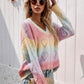 Tie-Dye V-Neck Drop Shoulder Pullover Sweater