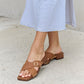 Forever Link Square Toe Cross Strap Buckle Clog Sandal in Ochre