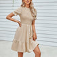 Smocked Short Flounce Sleeve Dress