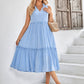 Tie Neck Frill Trim Sleeveless Dress