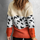 Patterned Color Block Turtleneck Sweater