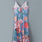 Floral Tied Cutout Split Spaghetti Strap Dress