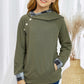 Girls Plaid Decorative Button Hoodie with Pockets
