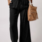 Drawstring Smocked Waist Wide Leg Pants