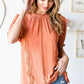 Frill Neck Short Flounce Sleeve Blouse