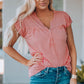 Women Buttoned Roll-Tab Sleeve Tee Shirt