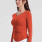 Notched Neck Ruched Sports Top
