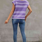 Striped Round Neck Cap Sleeve Knit Top