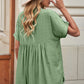 Notched Side Slit Cuffed Blouse