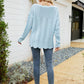 Scalloped Boat Neck Openwork Tunic Sweater
