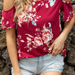 Floral Cold-Shoulder Round Neck Top