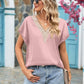 V-Neck Cuffed Blouse