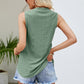 Notched Neck Curved Hem Eyelet Tank