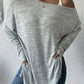 Heathered Asymmetrical Neck Slit Tunic Top