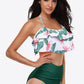 Two-Tone Ruffled Halter Neck Two-Piece Swimsuit