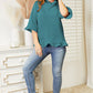 Ninexis Full Size Raglan Sleeve Ruffled Hoodie with Pocket