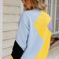Color Block Ribbed Trim Round Neck Sweater