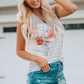 Mixed Print Buttoned V-Neck Tank