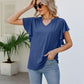 Notched Neck Flutter Sleeve Tee