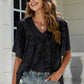 Applique Frill Trim Flutter Sleeve Blouse
