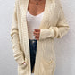 Cable-Knit Open Front Longline Cardigan