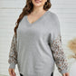 Plus Size Leopard Distressed Hem Detail Slit Sweater