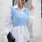 Cable-Knit Deep V Cropped Knit Vest