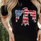 US Flag Bird Graphic Cold-Shoulder Tee