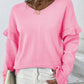 Layered Flounce Sleeve V-Neck Sweater