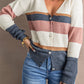 Striped Button Down V-Neck Cardigan