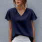 V-Neck Flutter Sleeve Blouse