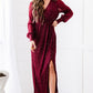 Rhinestone Surplice Split Maxi Dress