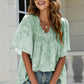 Applique Frill Trim Flutter Sleeve Blouse