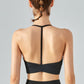 Ribbed Halter Neck Open Back Cropped Sports Cami