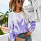 Printed Round Neck Ribbed Trim Knitted Sweater