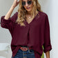 V-Neck Roll-Tab Sleeve Blouse