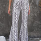 Snakeskin Print Flare Leg Pants