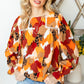 Printed Flounce Sleeve Buttoned Blouse