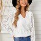 Lace Crochet V-Neck Flounce Sleeve Top